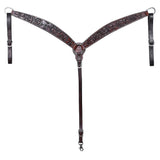 Bar H Equine Horse Genuine Leather Floral Carved Tack Set Dark Brown