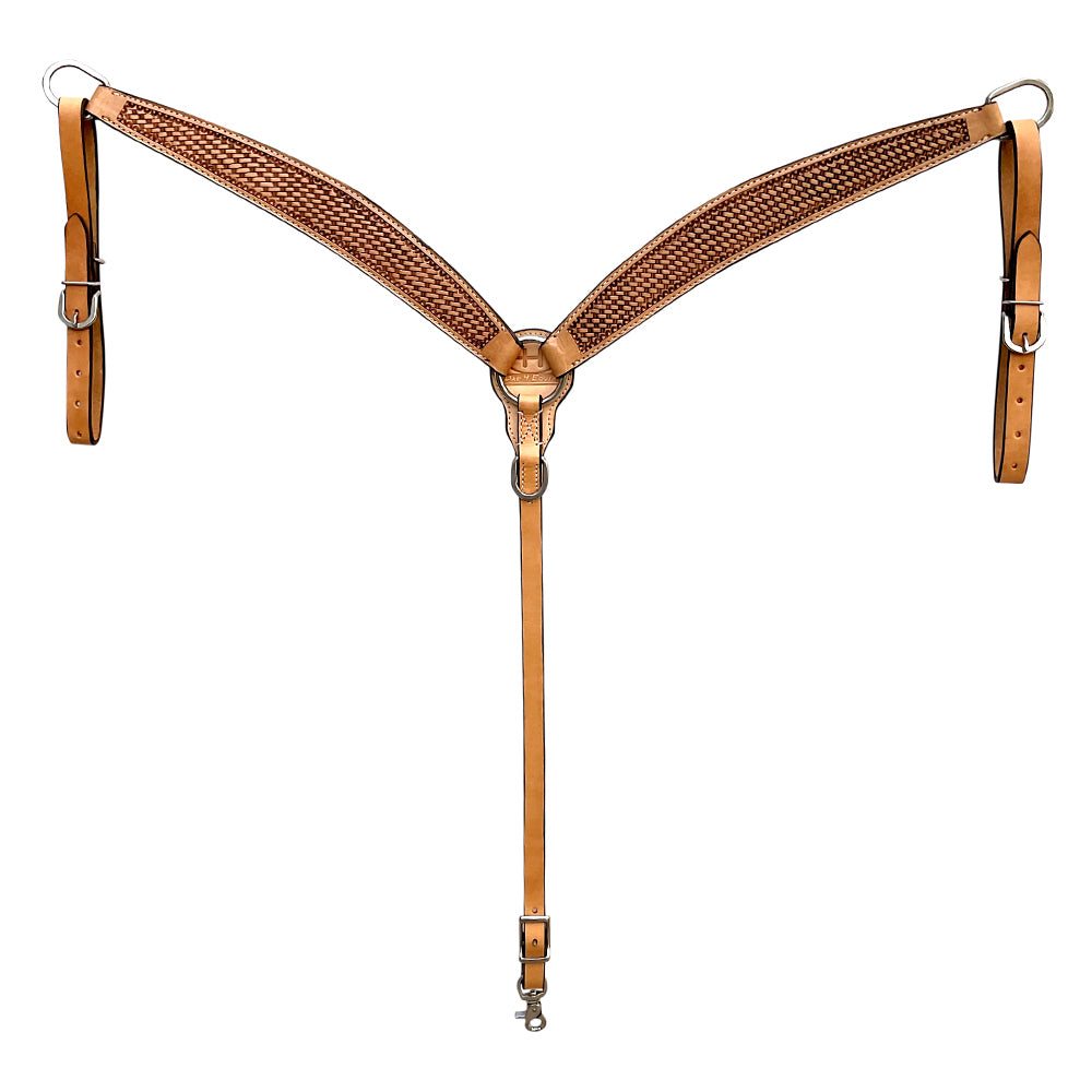 Bar H Equine Horse Genuine Leather Basket Weave Tooled Tack Set Brown