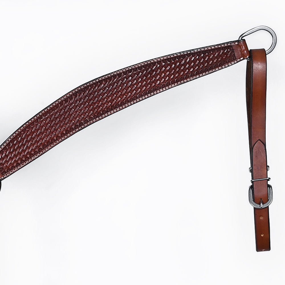 Bar H Equine Western Leather Horse Tack Set Basket Weave Tooled Dark Brown