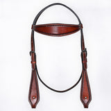 Bar H Equine Western Leather Headstall & Breast Collar Dark Brown