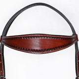 Bar H Equine Western Leather Headstall & Breast Collar Dark Brown