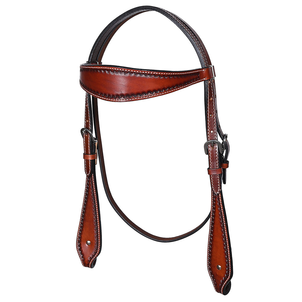 Bar H Equine Western Leather Headstall & Breast Collar Dark Brown