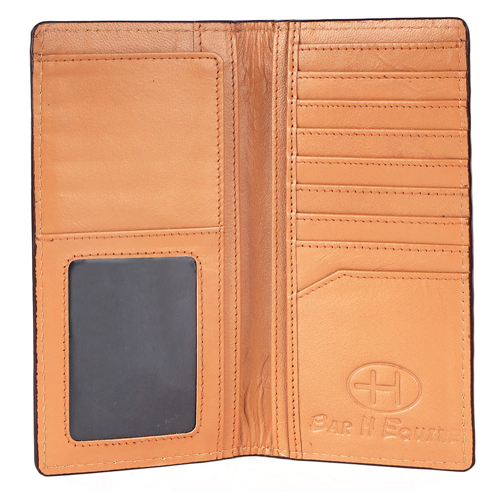 BAR H EQUINE Rodeo Floral Bifold & Trifold Wallet For Men Women HairOn Genuine Leather Tan