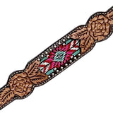 Bar H Equine Western Leather Horse Tack Set Floral Carved Beeded Inlay