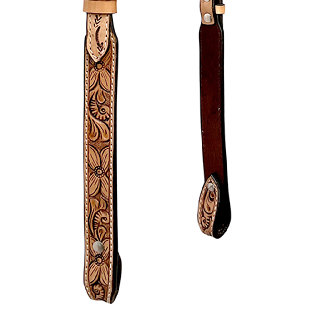 Bar H Equine Western Horse Genuine Leather Floral Carved Tack Set Tan