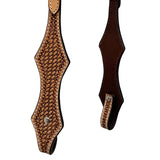 Bar H Equine Horse Genuine Leather Basket Weave Tooled Tack Set Brown