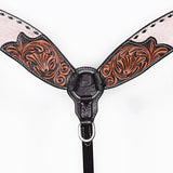BAR H EQUINE Western Handtooled Leather Horse Headstall & Breast Collar Set