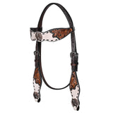 BAR H EQUINE Western Handtooled Leather Horse Headstall & Breast Collar Set