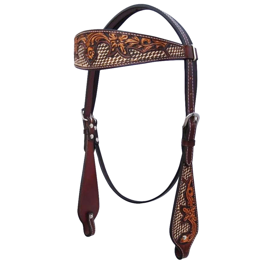 Bar H Equine American Leather Horse Saddle Tack One Ear Headstall Brown