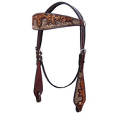 Bar H Equine American Leather Horse Saddle Tack One Ear Headstall Brown