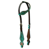 Bar H Equine American Leather Horse Saddle Tack One Ear Headstall Breast Collar Browband Wither Strap Spotted Pinwheel