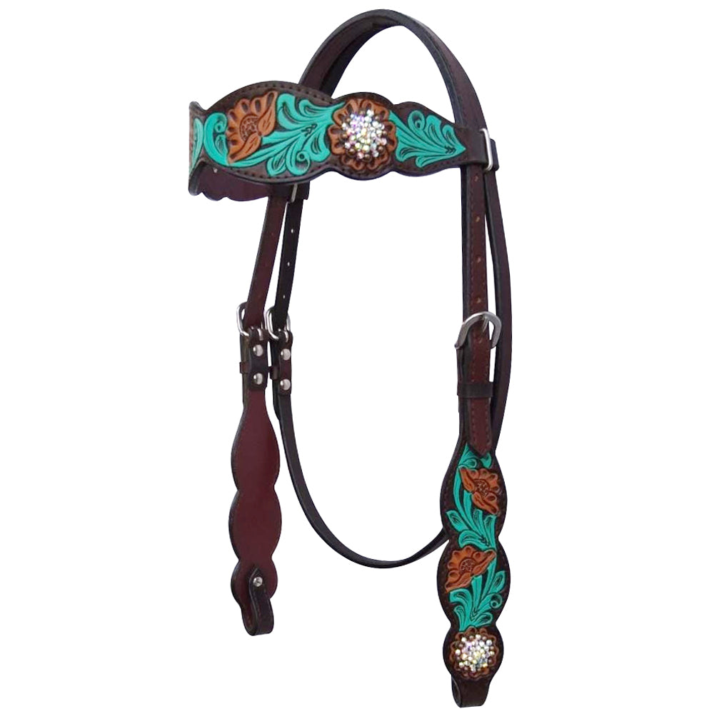 Bar H Equine American Leather Horse Saddle Tack One Ear Headstall Breast Collar Browband Wither Strap Jora Autumn Collection