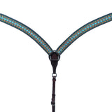 Bar H Equine American Leather Horse Saddle Tack One Ear Headstall Breast Collar Browband Wither Strap Turquoise Symmetry
