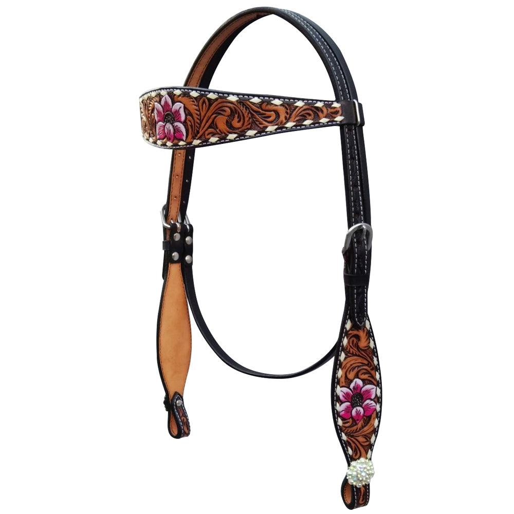 Bar H Equine American Leather Horse Saddle Tack One Ear Headstall Breast Collar Browband Wither Strap Tropical Chaya