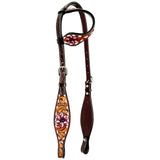 Bar H Equine American Leather Horse Saddle Tack One Ear Headstall Breast Collar Browband Wither Strap Tropical Chaya