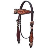 Bar H Equine American Leather Horse Saddle Tack One Ear Headstall | Breast Collar Browband Wither Strap Set for Horses BER112