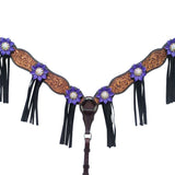 Bar H Equine American Leather Horse Saddle Tack One Ear Headstall | Breast Collar Browband Wither Strap Set for Horses BER113