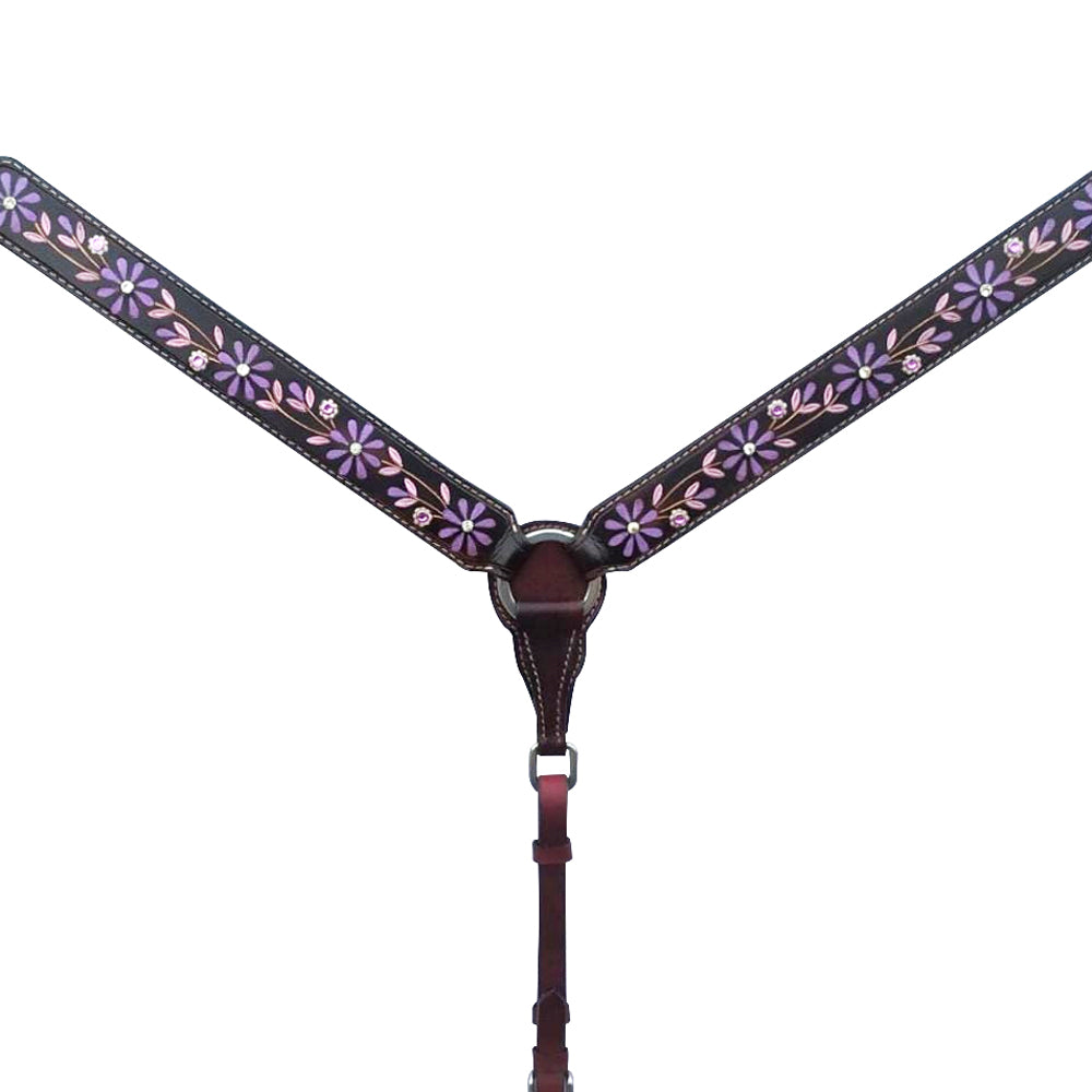 Bar H Equine American Leather Horse Saddle Tack One Ear Headstall | Breast Collar Browband Wither Strap Set for Horses BER116