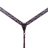 Bar H Equine American Leather Horse Saddle Tack One Ear Headstall | Breast Collar Browband Wither Strap Set for Horses BER116