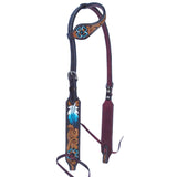 Bar H Equine American Leather Horse Saddle Tack One Ear Headstall | Breast Collar Browband Wither Strap Set for Horses BER117