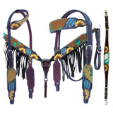 Bar H Equine American Leather Horse Saddle Tack One Ear Headstall | Breast Collar Browband Wither Strap Set for Horses BER118