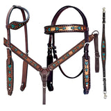 Bar H Equine Austin Arrow Spotted Leather One Ear Headstall Brown