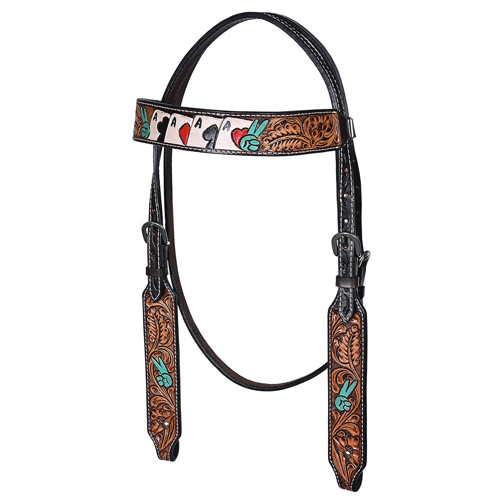 Bar H Equine American Leather Horse Saddle Tack One Ear Headstall Brown