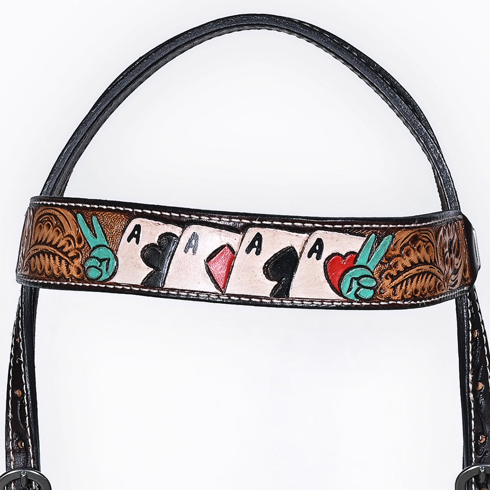 Bar H Equine American Leather Horse Saddle Tack One Ear Headstall Brown