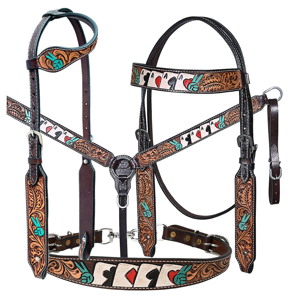 Bar H Equine American Leather Horse Saddle Tack One Ear Headstall Brown