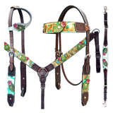 Bar H Equine Premium Hand Tooled Leather Stainless Steel Hardware One Ear Headstall Brown