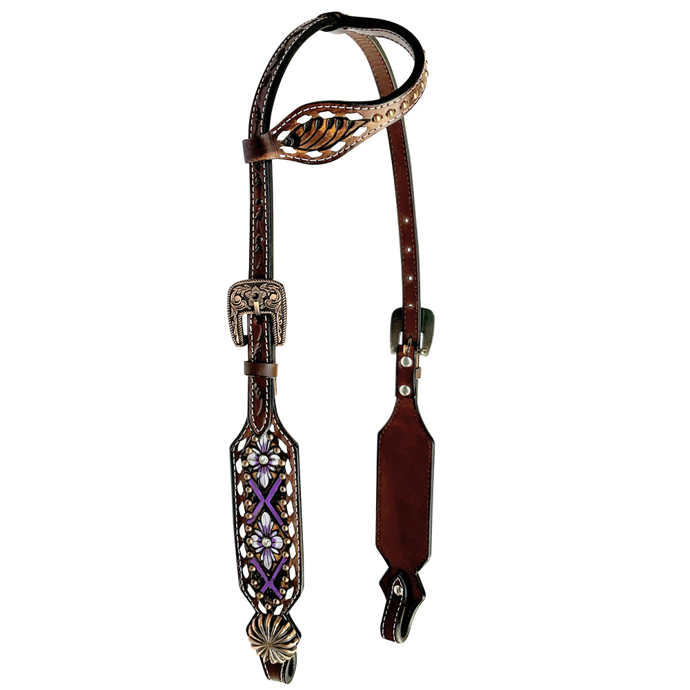 Bar H Equine Genuine Western American Leather Horse Premium Headstall & Breast Collar Set