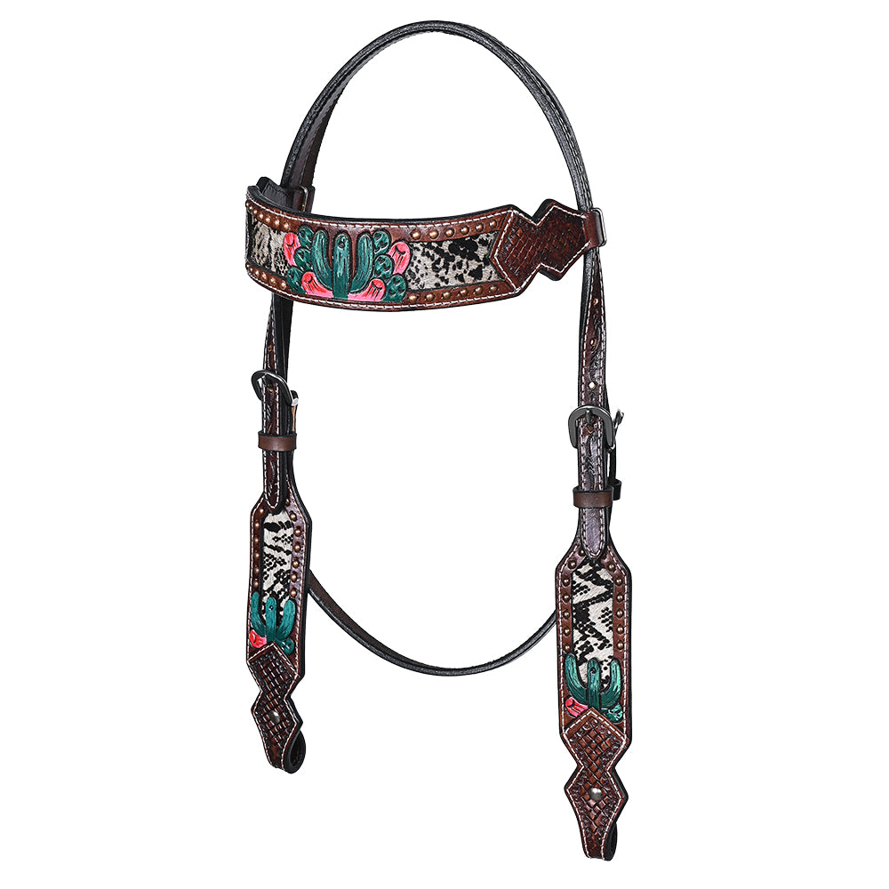 Bar H Equine American Leather Horse Saddle Tack One Ear Headstall | Breast Collar Browband Wither Strap Set for Horses BER170