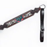 Bar H Equine American Leather Horse Saddle Tack One Ear Headstall | Breast Collar Browband Wither Strap Set for Horses BER170