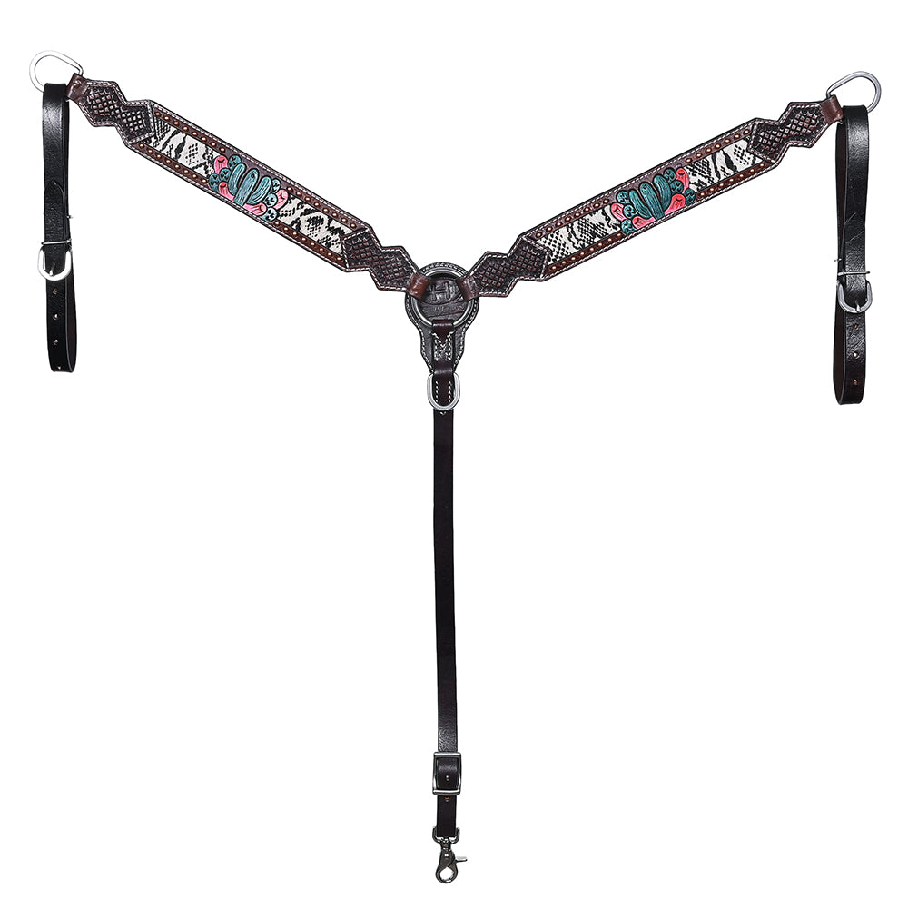 Bar H Equine American Leather Horse Saddle Tack One Ear Headstall | Breast Collar Browband Wither Strap Set for Horses BER170