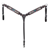 Bar H Equine American Leather Horse Saddle Tack One Ear Headstall | Breast Collar Browband Wither Strap Set for Horses BER170