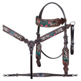 Bar H Equine American Leather Horse Saddle Tack One Ear Headstall | Breast Collar Browband Wither Strap Set for Horses BER170