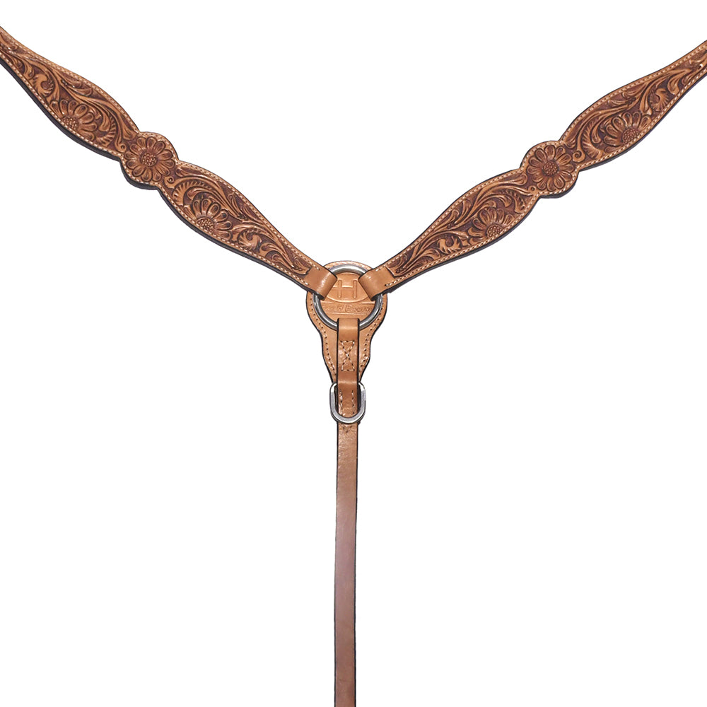 Bar H Equine Genuine Western American Leather Horse Premium Headstall & Breast Collar Set