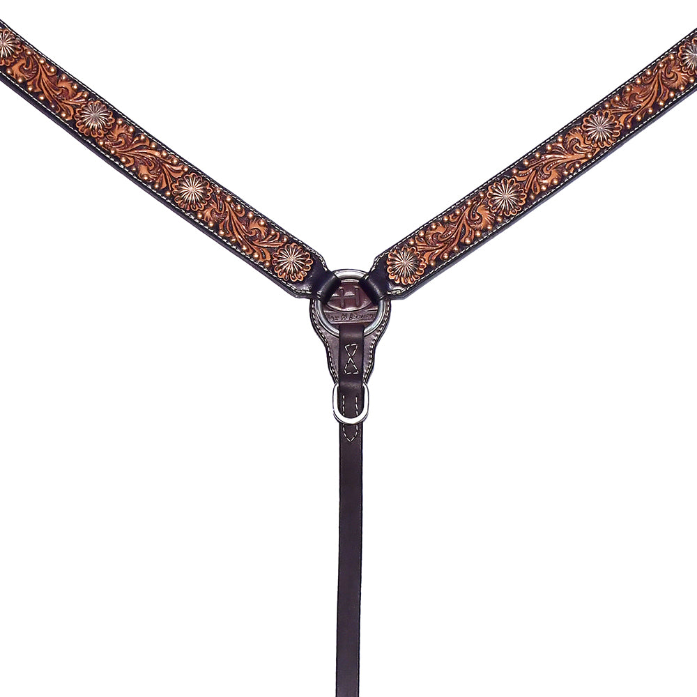 Bar H Equine Genuine Western American Leather Horse Breast Collar
