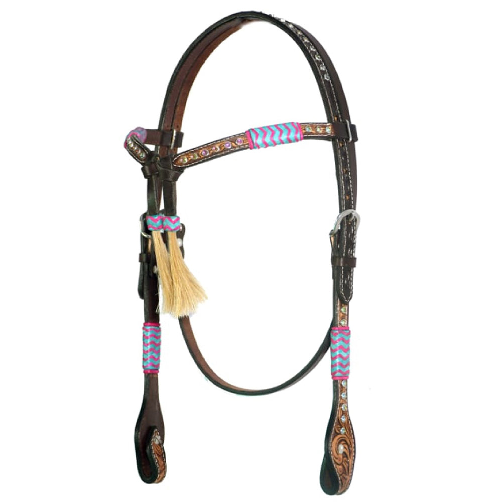 BAR H EQUINE Western Leather Horse Premium Headstall & Breast Collar Set
