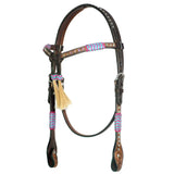 BAR H EQUINE Western Leather Horse Premium Headstall & Breast Collar Set