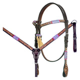 BAR H EQUINE Western Leather Horse Premium Headstall & Breast Collar Set