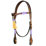 Bar H Equine Genuine Western American Leather Horse Premium Headstall & Breast Collar Set