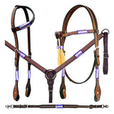 Bar H Equine Genuine Western American Leather Horse Premium Headstall & Breast Collar Set