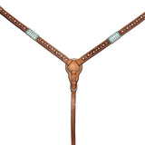 Bar H Equine American Leather Horse Saddle Tack One Ear Headstall | Breast Collar Browband Wither Strap Set BER209