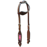 Bar H Equine Genuine Western American Leather Horse Premium Headstall & Breast Collar Set