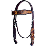 Bar H Equine Genuine Western American Leather Horse Premium Headstall & Breast Collar Set