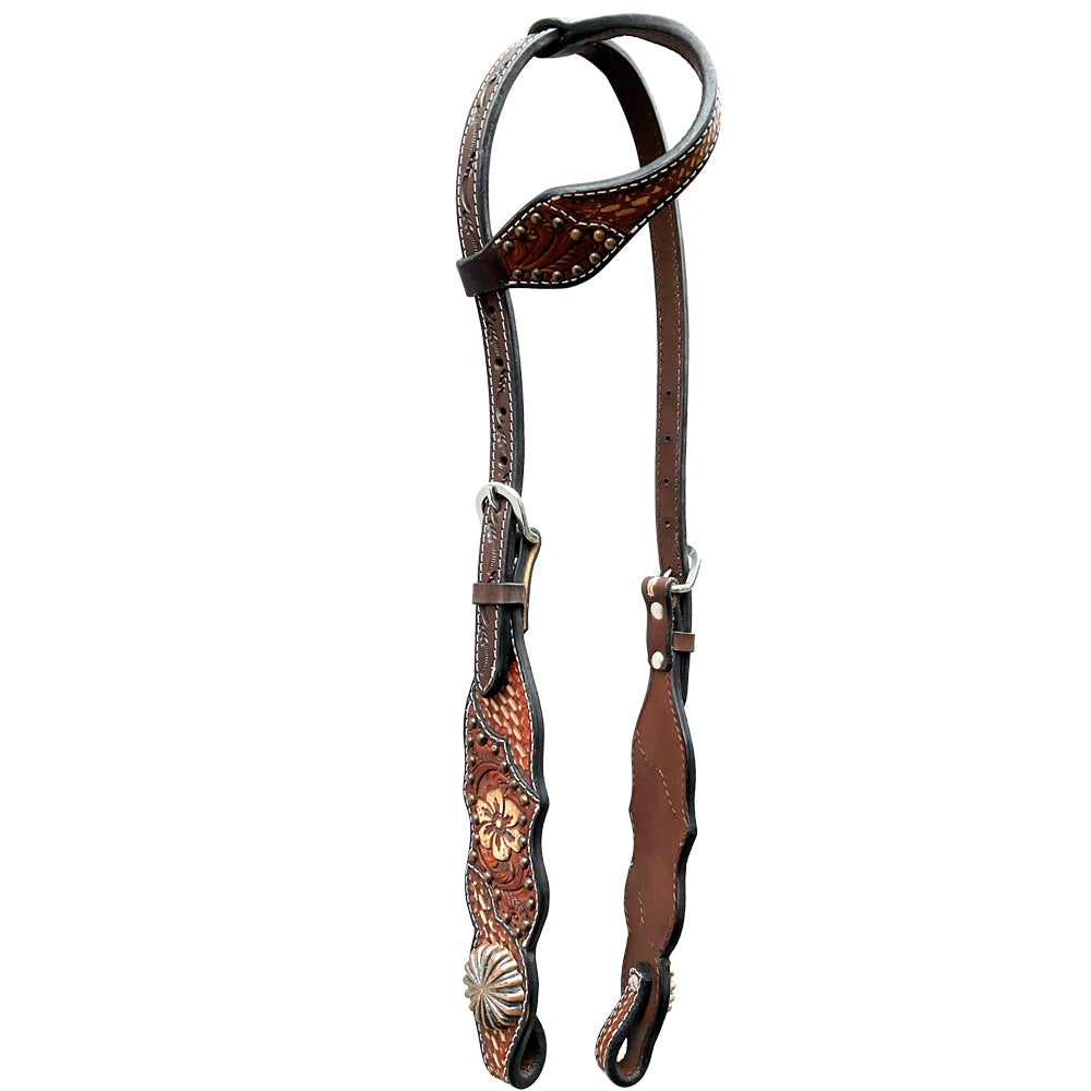 Bar H Equine Genuine Western American Leather Horse Premium Headstall & Breast Collar Set
