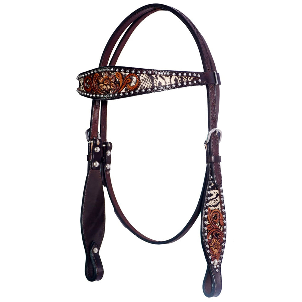 Bar H Equine American Leather Horse Saddle Tack One Ear Headstall | Breast Collar Browband Wither Strap Set BER240
