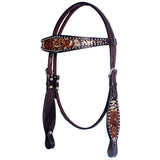 Bar H Equine American Leather Horse Saddle Tack One Ear Headstall | Breast Collar Browband Wither Strap Set BER240