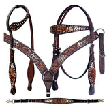 Bar H Equine American Leather Horse Saddle Tack One Ear Headstall | Breast Collar Browband Wither Strap Set BER240